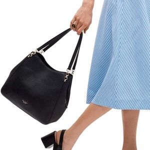 Kate Spade Shoulder New York Women's Hailey Large Black Pebbled Leather Hobo Bag